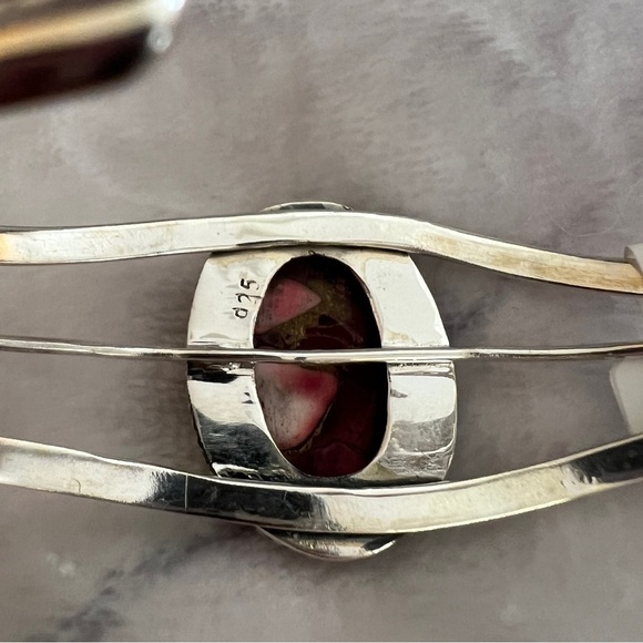 ❤️ Red Rose Pink Dahlia Turquoise Southwestern 926 Adjustable Cuff Bracelet 23gm - Picture 9 of 11